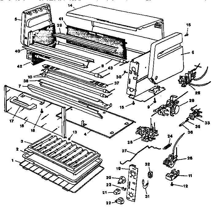Replacement Parts Diagram and Parts List for TR0408  Black and Decker Toaster Oven